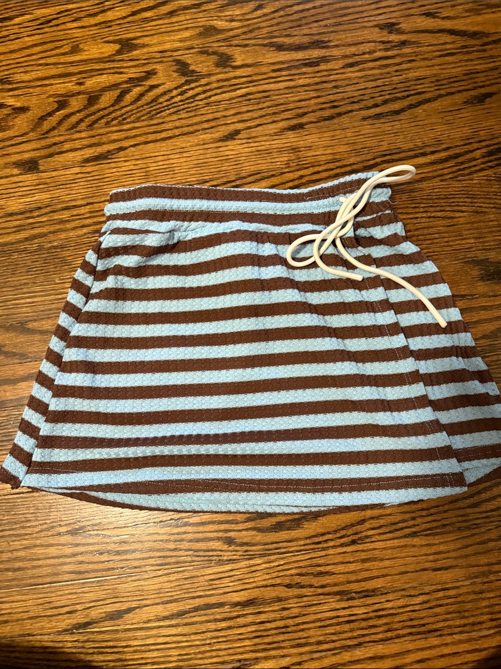 Missguided Blue and Brown Striped Mini Skirt with Drawstring